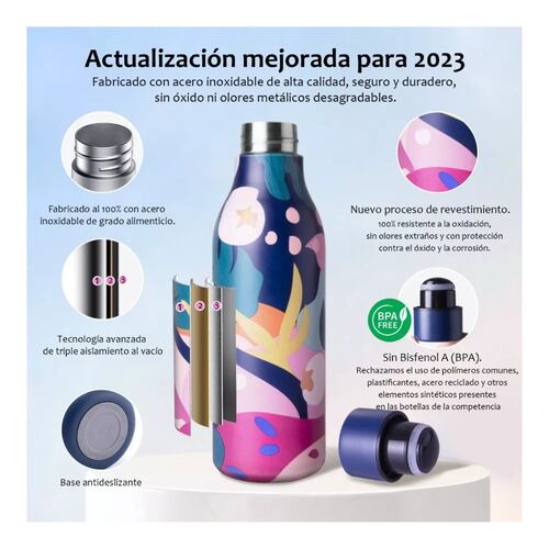 Termo Botella Acero Inoxidable 550 ML Multicolor 