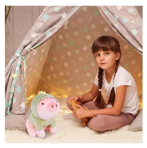 Peluche de Cerdito con disfraz de Puercosaurio