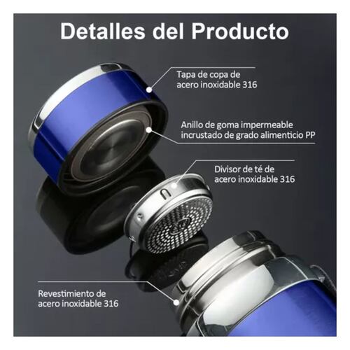 Termo De Acero Inoxidable Portátil  1000 ml plateado