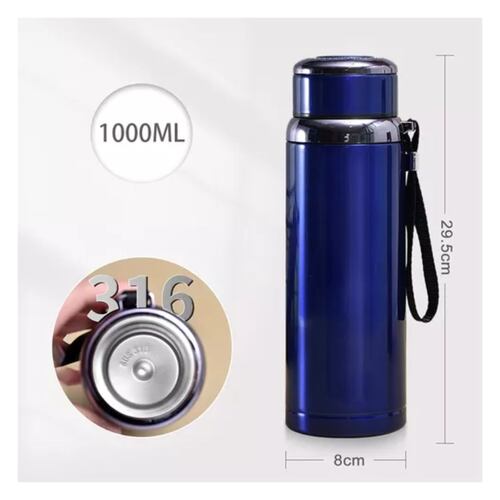Termo De Acero Inoxidable Portátil  1000 ml plateado