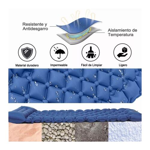 Colchoneta Individual para  Acampar Portátil Azul
