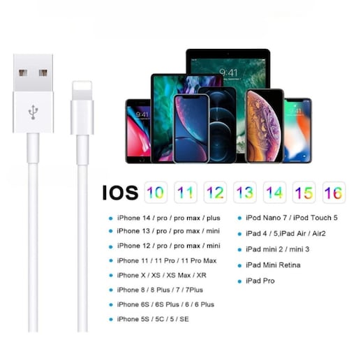 Cable De Cargador Usb Para iPhone iPad 1 Metro