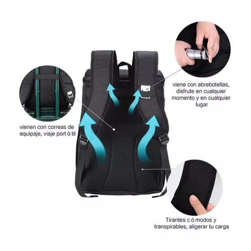 Mochila Hielera Enfriador Impermeable Y Portátil Cuadrada Negra Linea Roja 27 Lt