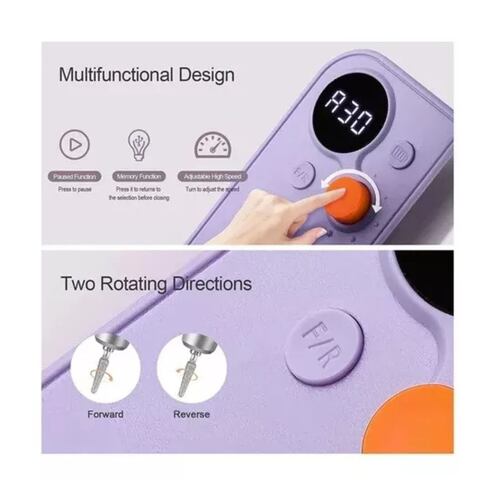Esmeril Para Uñas Profesional 30000 Rpm Morado 