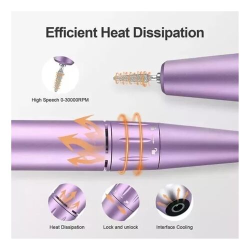 Esmeril Para Uñas Profesional 30000 Rpm Morado 