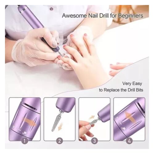 Esmeril Para Uñas Profesional 30000 Rpm Morado 