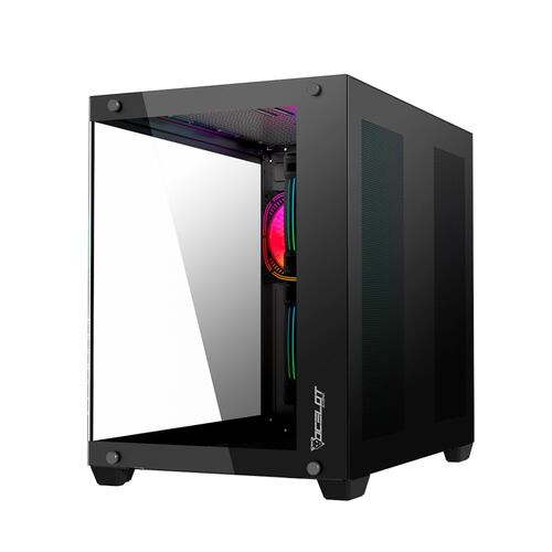 Gabinete Ocelot Gaming A-CUBE 1, ATX, Cristal Templado, incluye 3 Ventiladores, sin Fuente, Negro