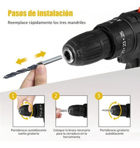 Taladro Inalambrico Con 2 Batería De Litio 2x48v Negro 