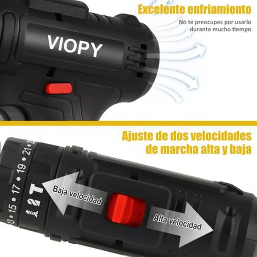 Taladro Inalambrico Con 2 Batería De Litio 2x48v Negro 