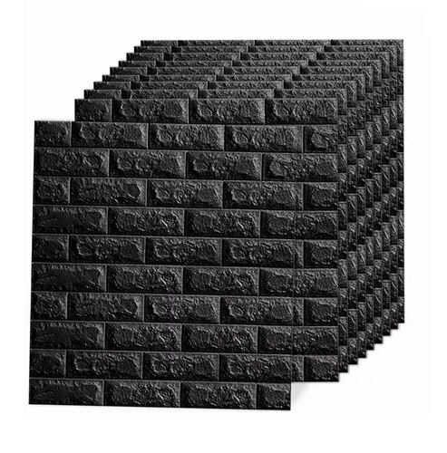 Papel Tapiz Patrón De Ladrillo Pared 3d 10 Piezas Negro