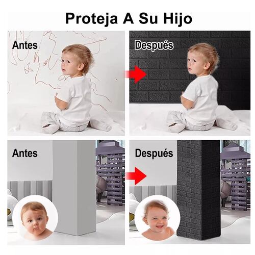 Papel Tapiz Patrón De Ladrillo Pared 3d 10 Piezas Negro