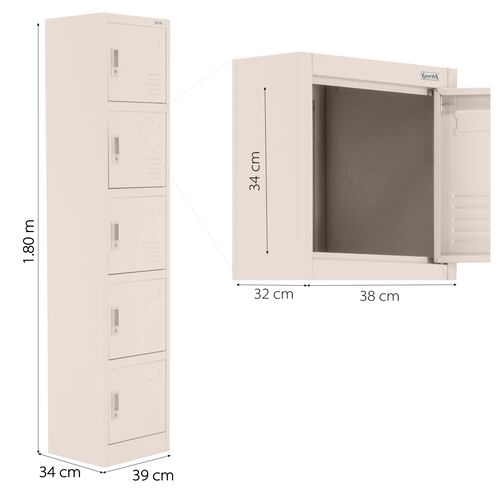 Locker Metálico Guardex  C/ 5 Puertas Casillero Y Chapa