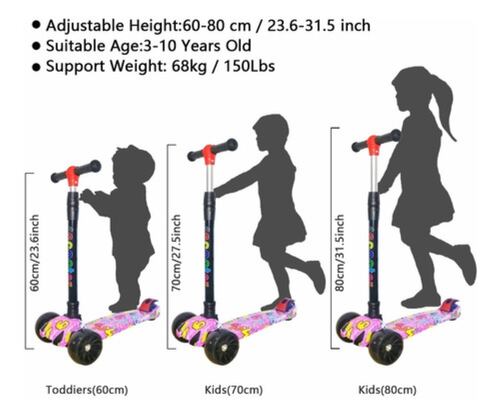 Scooter Infantil De Tres Ruedas Con Luces Led Y Música Rosa 