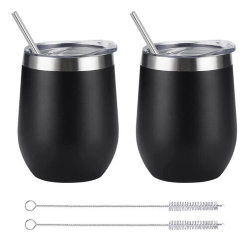 Vaso Termico Acero Inoxidable frio/calor 2 Piezas Negro 12 Oz