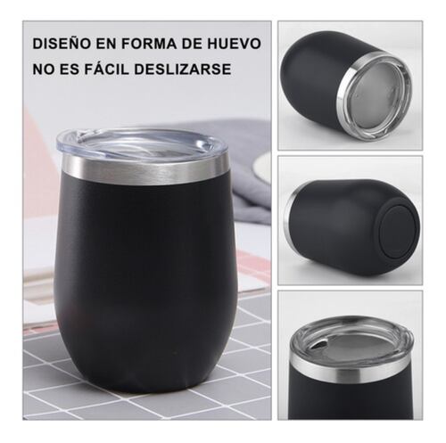 Vaso Termico Acero Inoxidable frio/calor 2 Piezas Negro 12 Oz