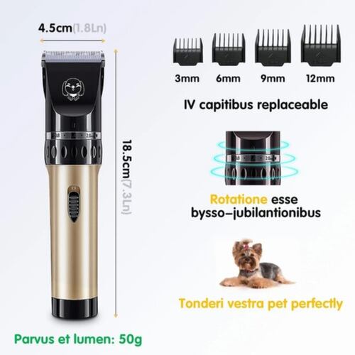 Máquina Rasuradora de Pelo Para Perros Negra con Plata