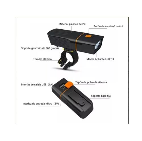 Lámpara Impermeable Para Bicicleta Recargable 1000lm Led 