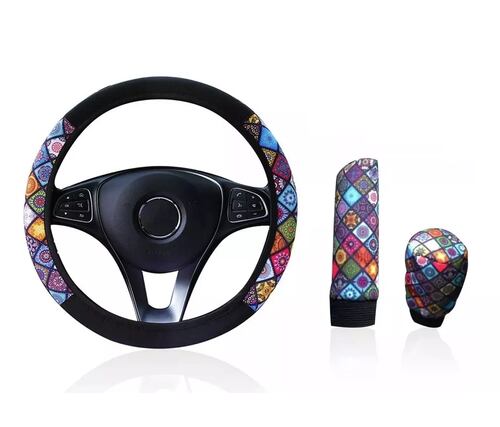 Kit Accesorio de Auto Funda Cubre Volante 3 Piezas 