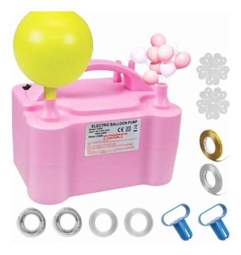 Bomba De Inflar Globo Eléctrica Con Doble Inflador Rosa 