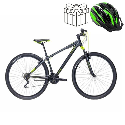 Bicicleta MTB KAIZER, R29 NEGRO/ VERDE NEON CON CASCO.