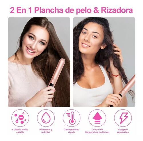 Plancha De Cabello 2 en 1 Cerâmica Rosa 