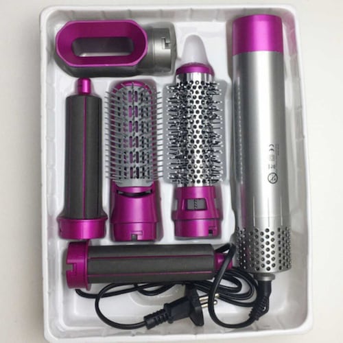 5 En 1 Cepillo Secador De Cabello 110V Blanco con Dorado