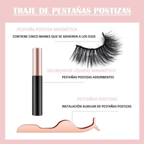 Kit de Pestañas Postizas Magnéticas 3d Con Delineador 10 Pares 