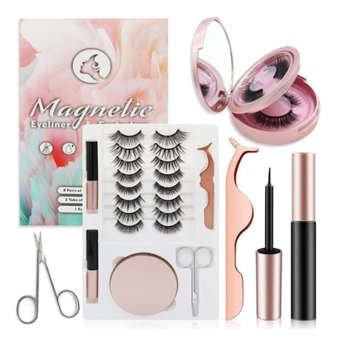 Kit de Pestañas Postizas Magnéticas 3d Con Delineador 10 Pares 