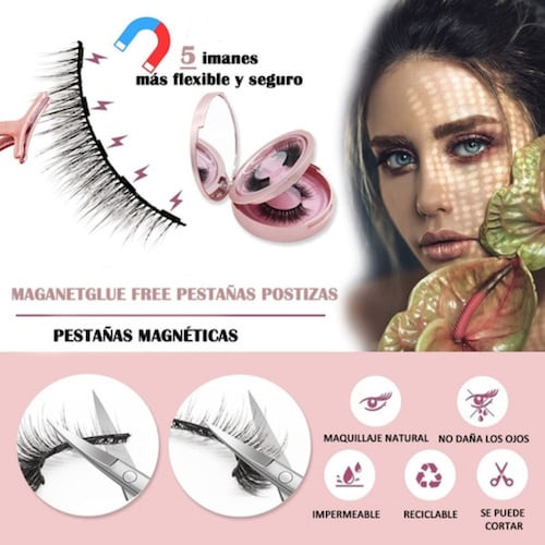 Kit de Pestañas Postizas Magnéticas 3d Con Delineador 10 Pares 