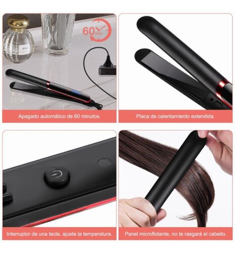 Plancha 2 en  1 Para Cabello De Cerâmica  Negra con Rojo