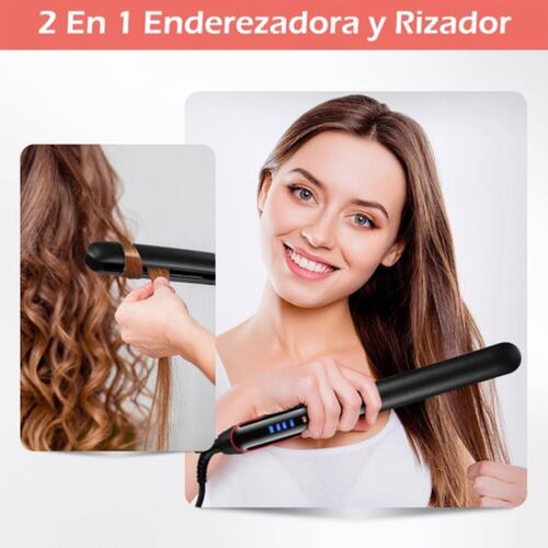 Plancha 2 en  1 Para Cabello De Cerâmica  Negra con Rojo