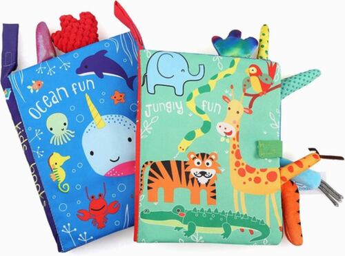 Libros de Tela Educativo Impermeables 2 Píezas Verde y Azul