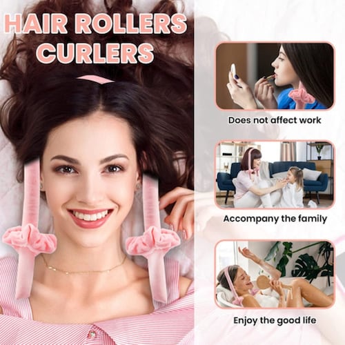Rizador Rulos de  Pelo Sin Calor Rosa 