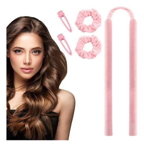 Rizador Rulos de  Pelo Sin Calor Rosa 