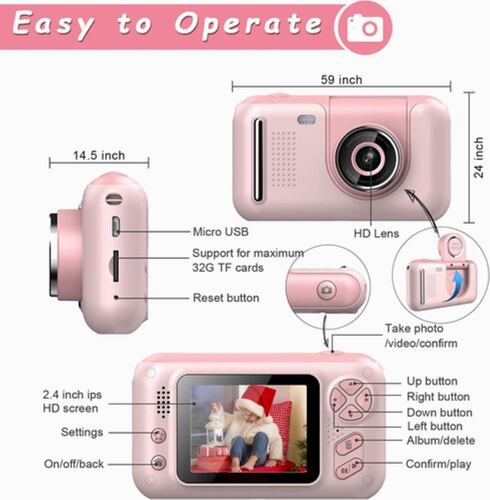 Camara Fotografica Mini Digital Infantil Rosa