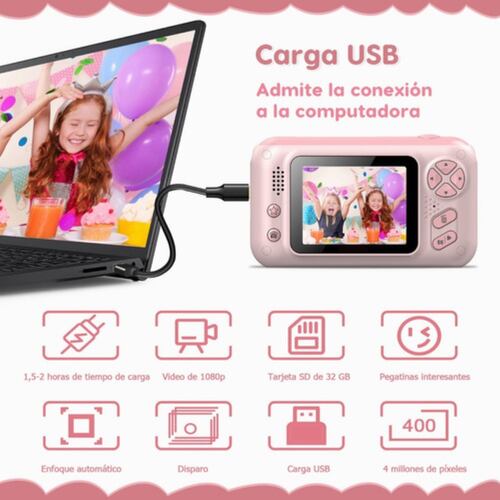 Camara Fotografica Mini Digital Infantil Rosa