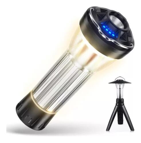 Linterna Camping Led Lámpara Cob Farol Recargable 4 En 1 Plateado