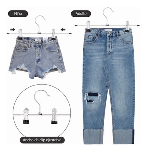 Ganchos de Acero Inoxidable para Pantalón Percha Con Clips 30 Piezas 