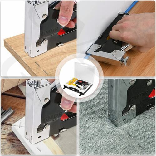 Engrapadora Tipo Pistola Para Tapiceria Con 900 Grapas 3 En1  Negro 