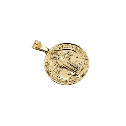 Dije medalla San Benito de Oro 10k .