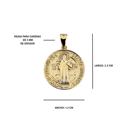 Dije medalla San Benito de Oro 10k .