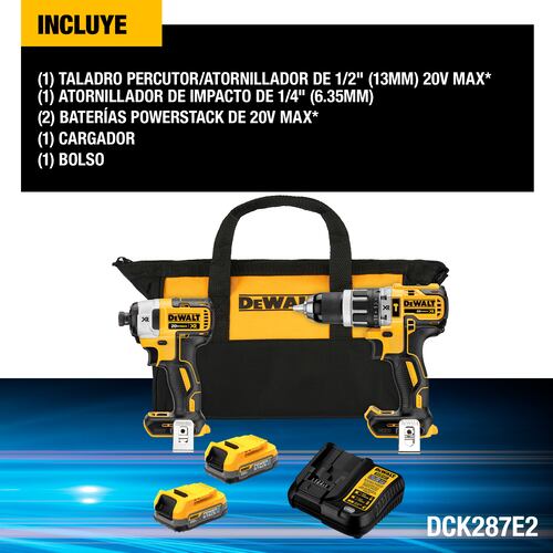Kit Dewalt Dck287E2 Rotomartillo 1/2 20V + Pistola Impacto