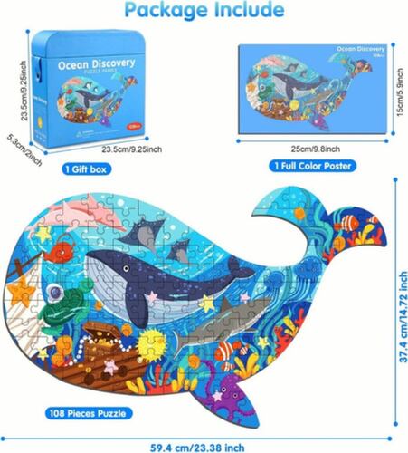 Juguetes Rompecabezas De Ballenas Para Niños 108 Piezas 