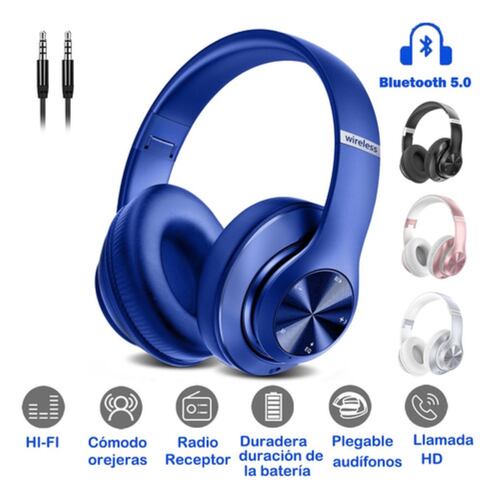 Audífonos De Diadema Inalámbricos Bluetooth Azul