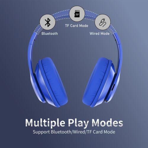 Audífonos De Diadema Inalámbricos Bluetooth Azul