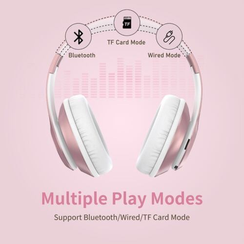Audífonos De Diadema Inalámbricos Bluetooth Rosa 
