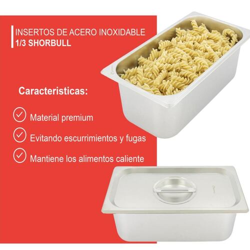 Inserto Acero Inoxidable Con Tapa 1/3 10CM Shorbull.