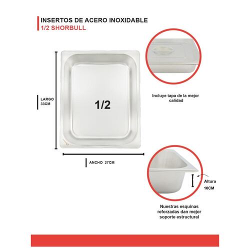 Inserto Acero Inoxidable Con Tapa 1/2 10CM Cocina Shorbull.