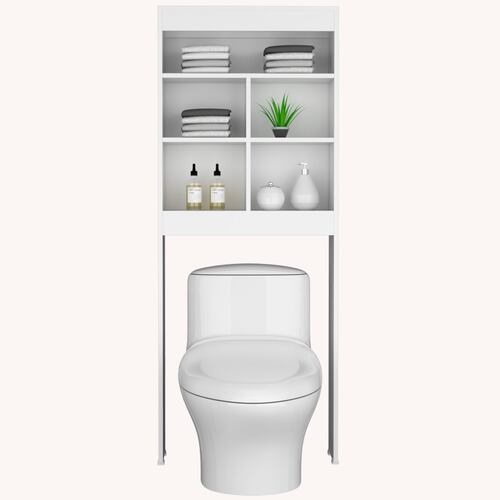 Mueble Ahorrador de espacio para baño con entrepaños Duo color blanco.