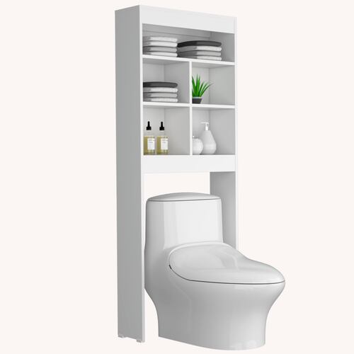 Mueble Ahorrador de espacio para baño con entrepaños Duo color blanco.